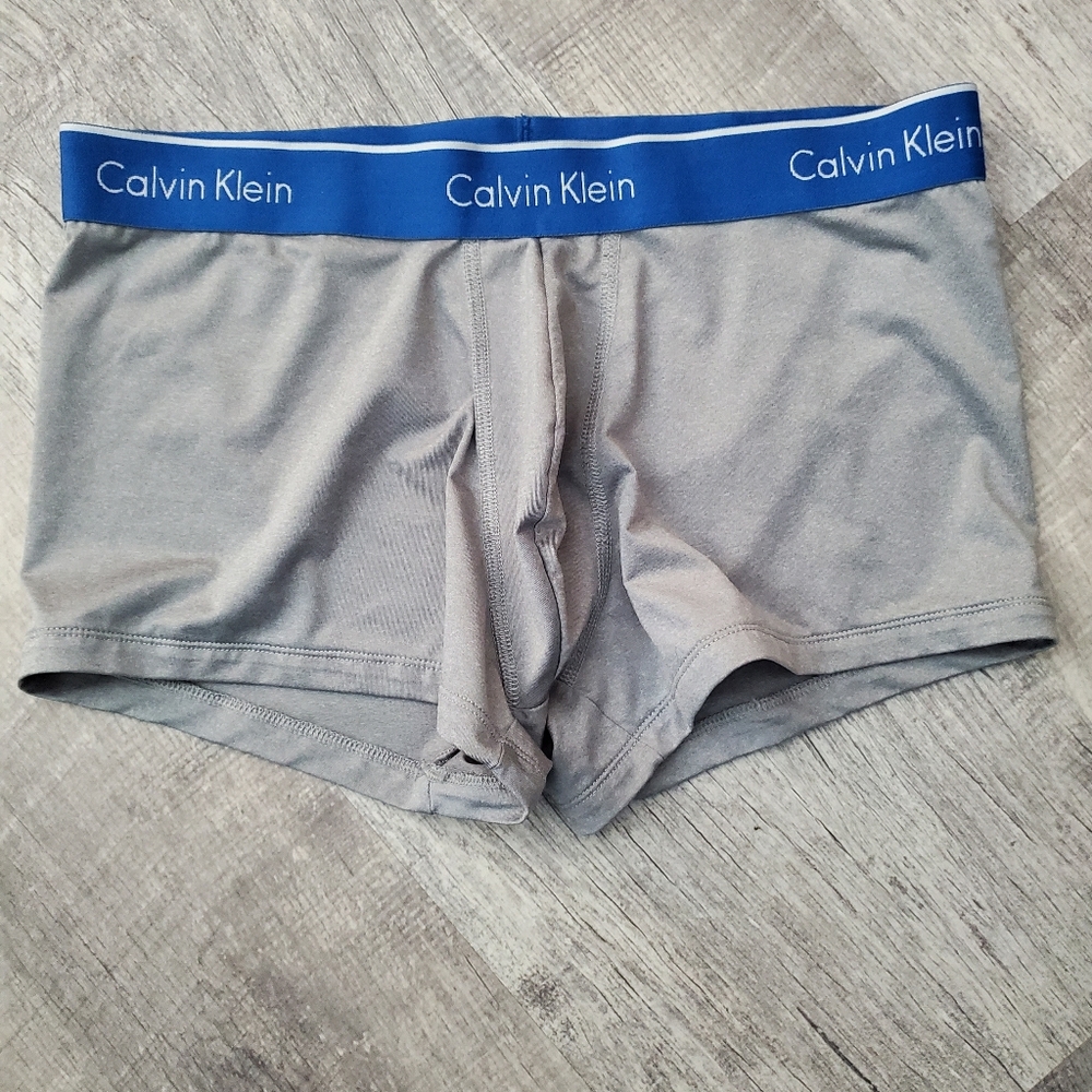 Calvin Klein Light Gray Briefs with Blue Waistband Accent
